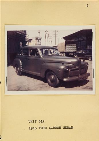(MGM--VINTAGE CARS) A cool album with 47 photographs recording the varied inventory of automobiles available for prop use in Metro-Gold